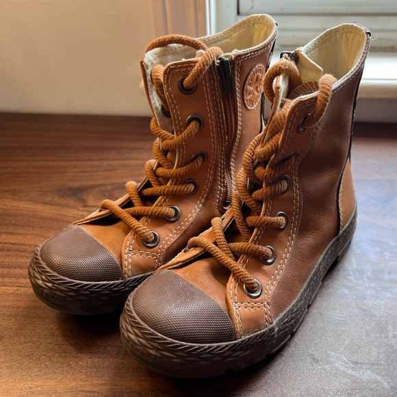 Converse Tan Brown Leather Size 11 kids - Picture 3 of 5
